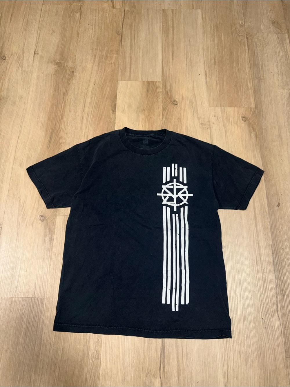 WWE Seth Rollins Black Tee with White Vertical Stripe Emblem